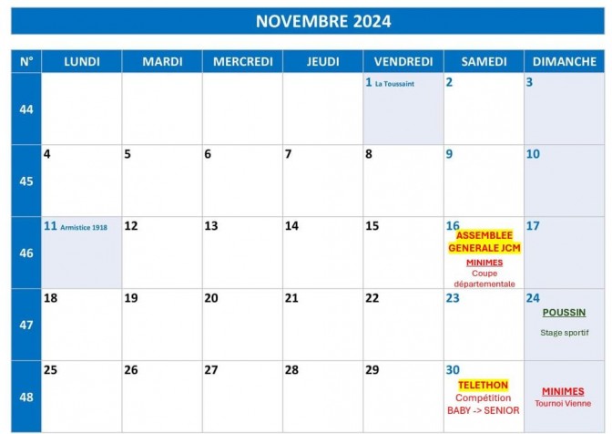 Image de l'actu 'Calendrier sportif novembre/décembre 2024'